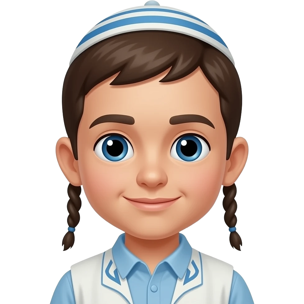 Payot style hair in front of ears Jewish boy with yamaka emoji