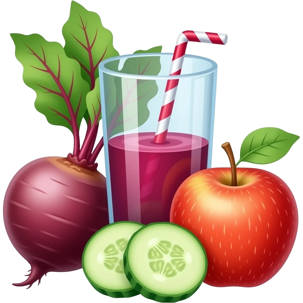 beet juice with cucumber and apple emoji