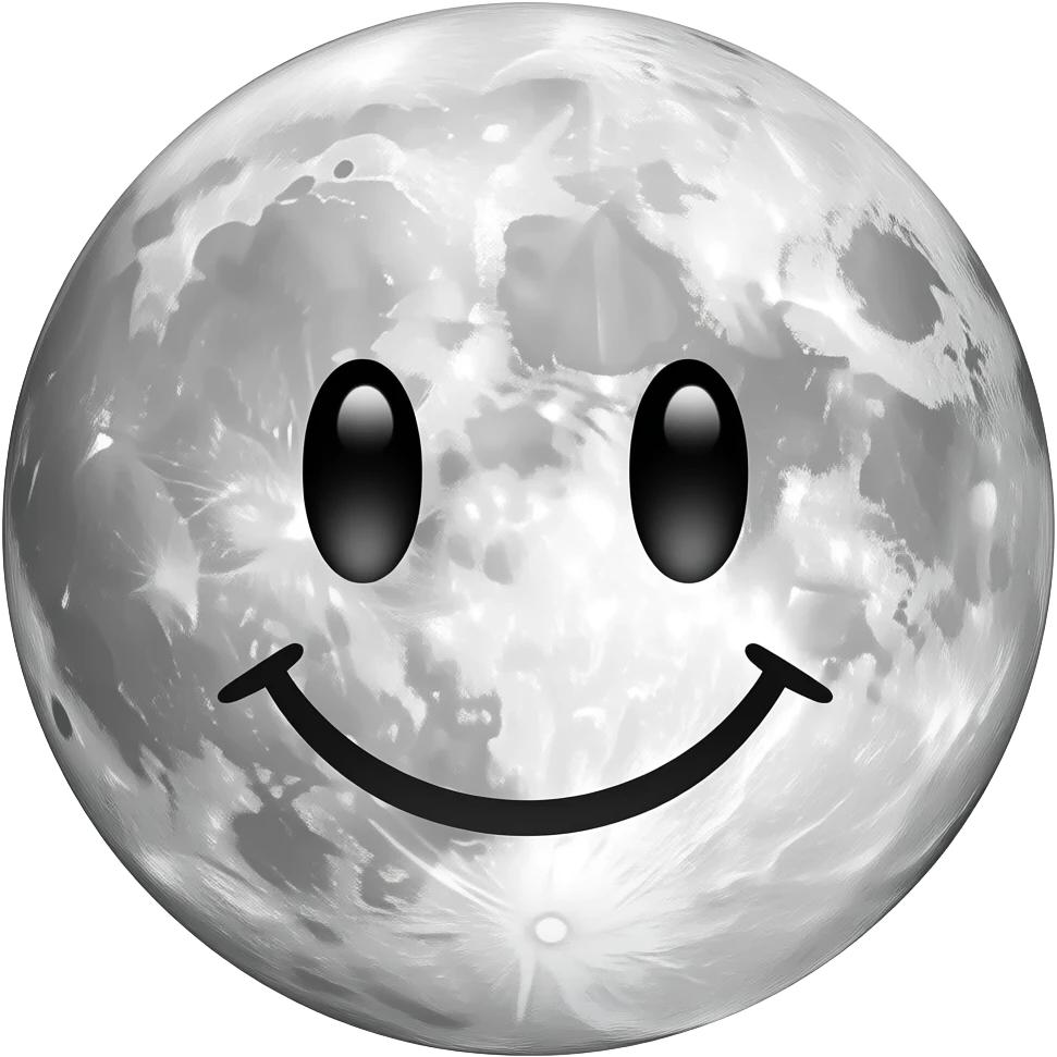 Smile emoji combine with full moon emoji