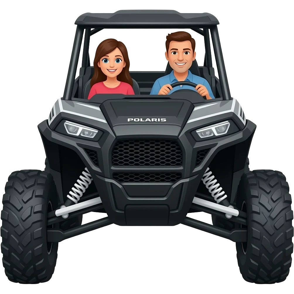Black Polaris ranger sxs  lifted super high with mom and dad inside emoji