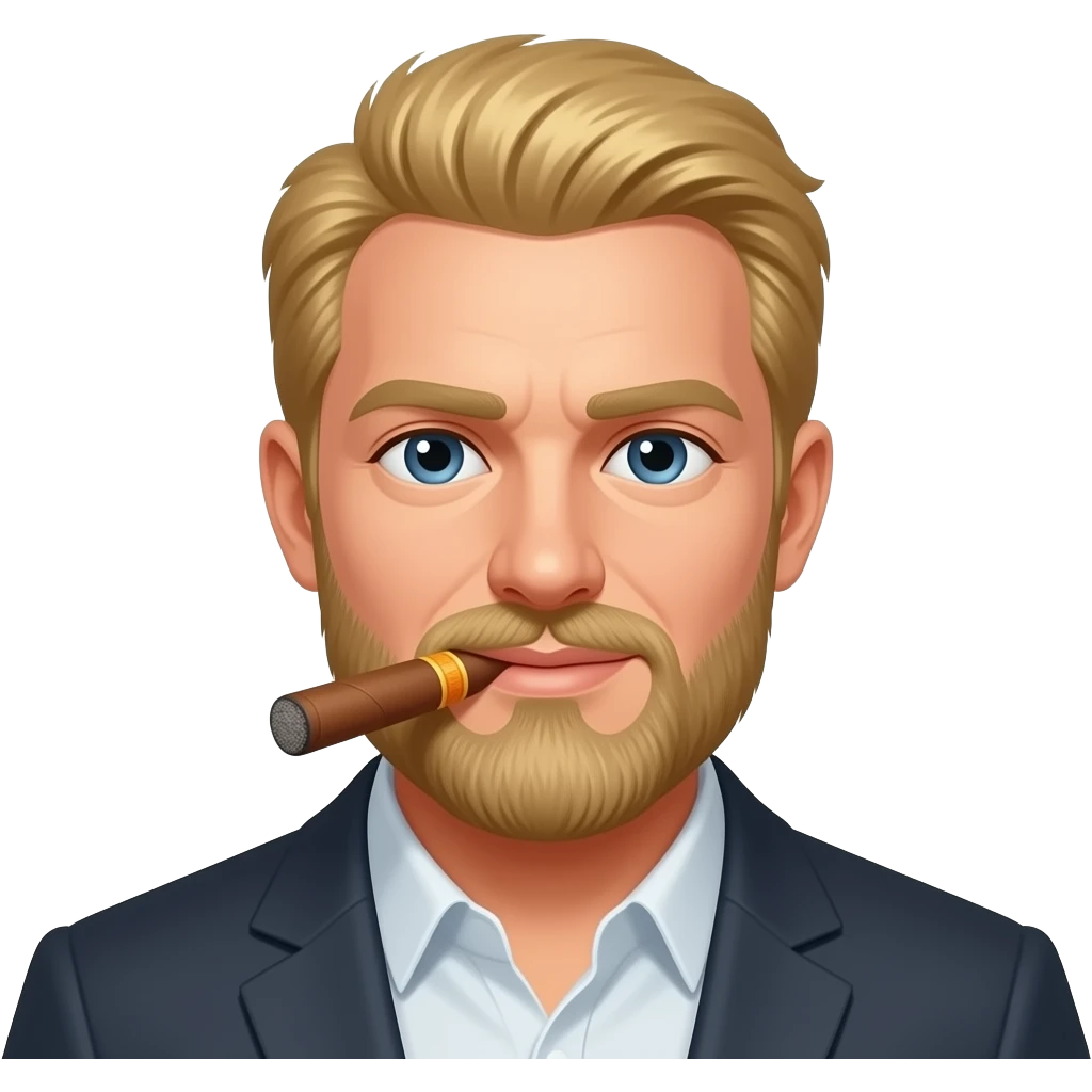 Big Blonde hair Guy with a beard, smoking a cigar emoji