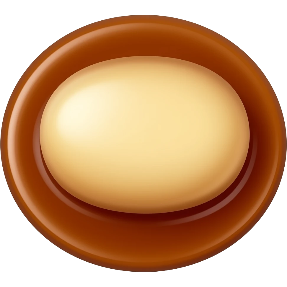 savory poached quenelle oval oblong shaped in sauce emoji