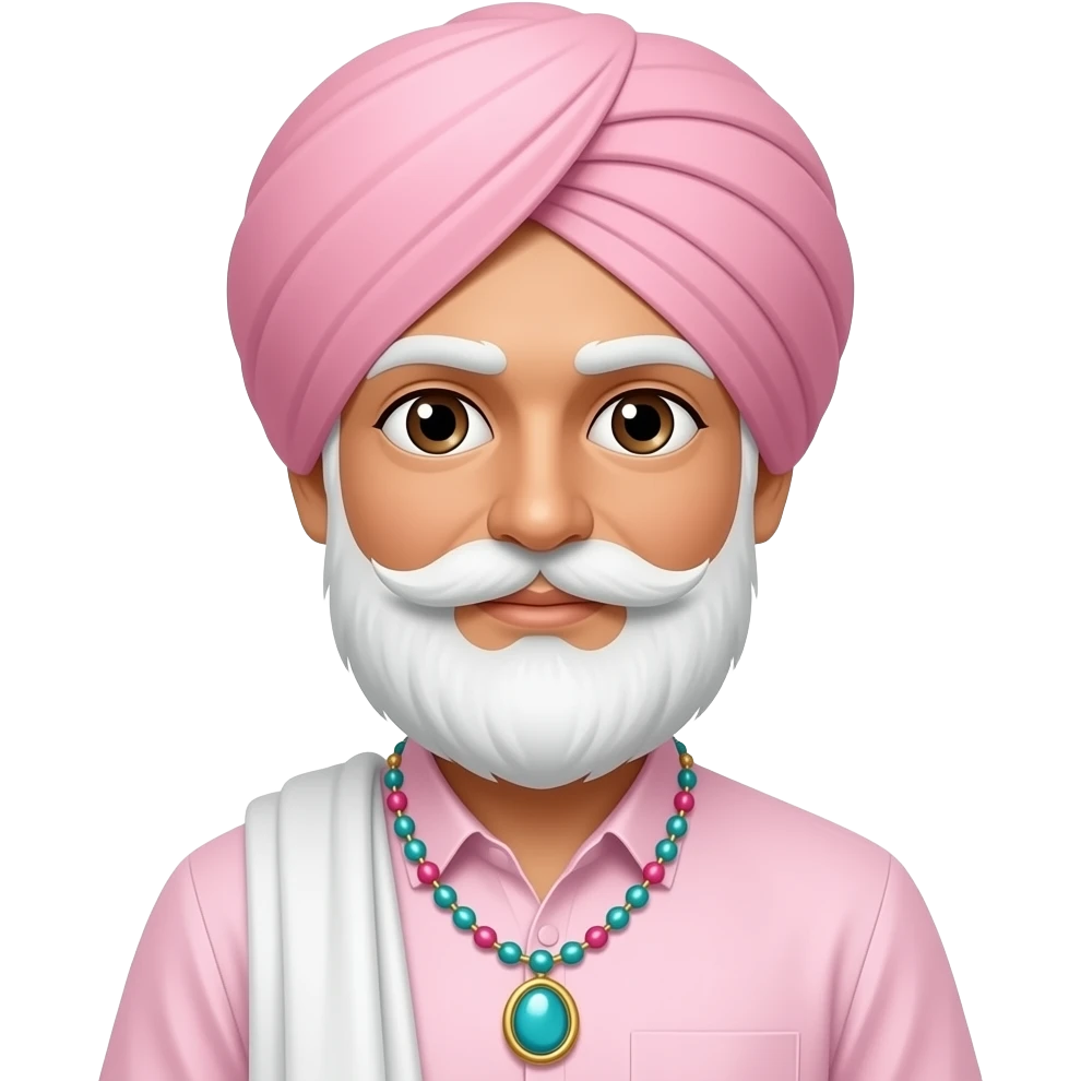Pagdi lite pink,beard white,color aur whitening,remove shoulder cloth and necklaces emoji
