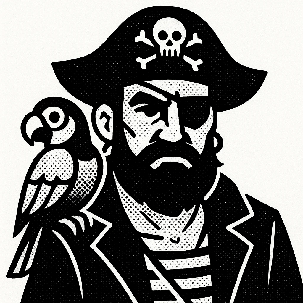 pirate with eye patch and parrot emoji