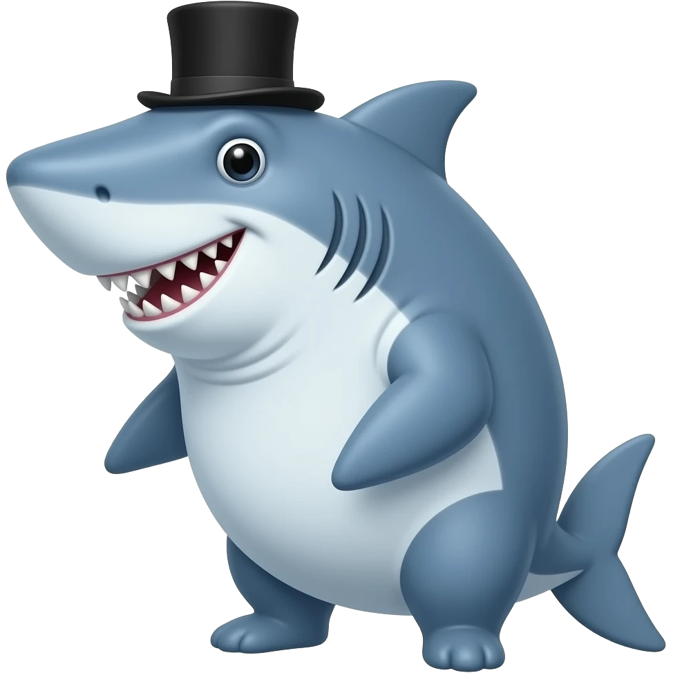 Shark with a top hat emoji