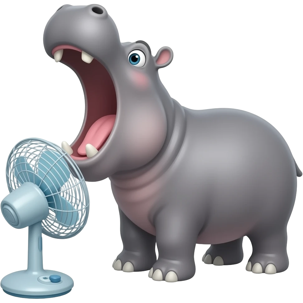 Hippo turning on fan emoji