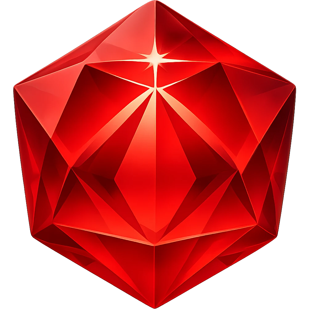 Edit the image to make the single sparkling crystal red. Keep the original style and transparent background. emoji