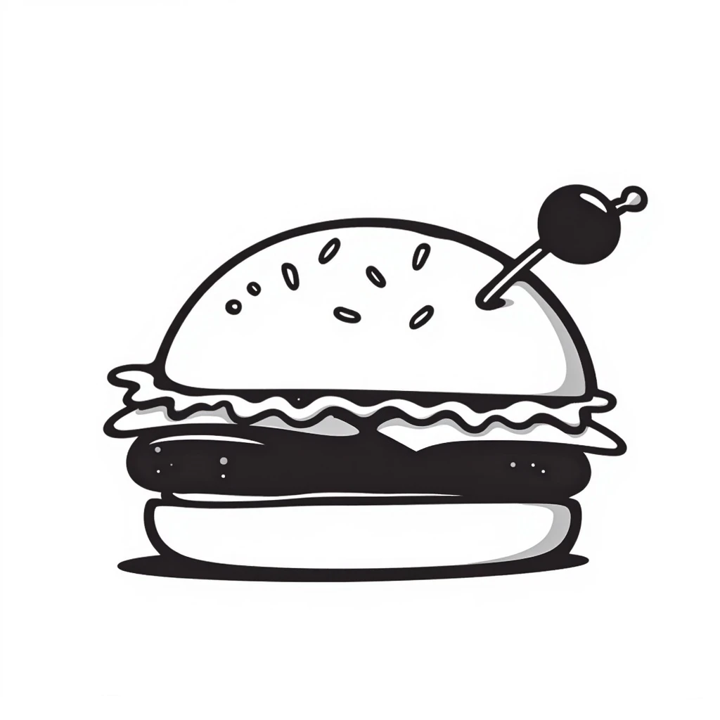 hand drawn doodle style hamburger emoji