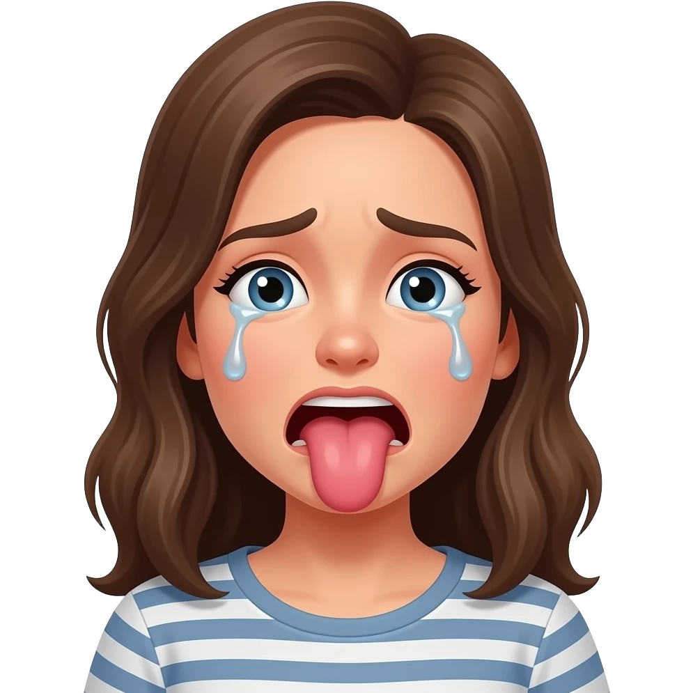 penis in the women mouth, the woman is crying and scared,  full body emoji