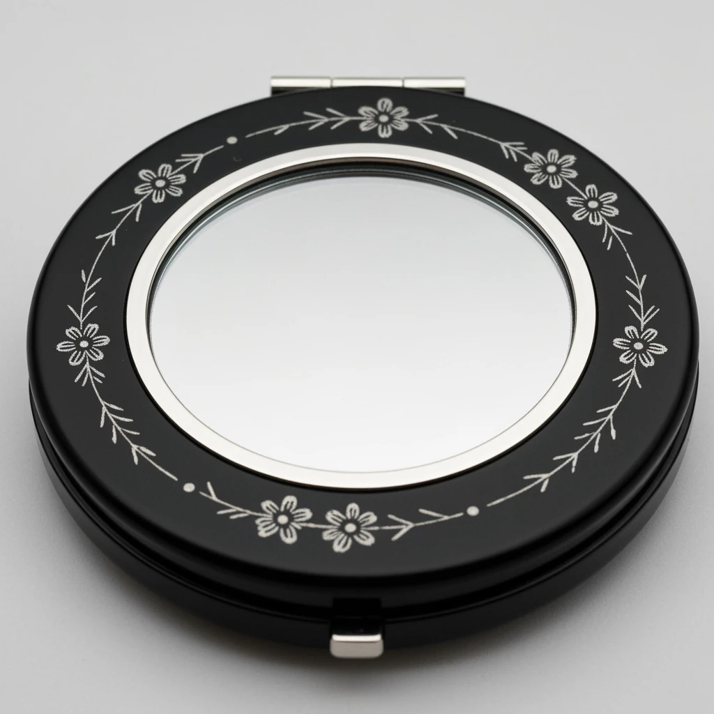 goth mirror compact, cute, expressive, minimal emoji