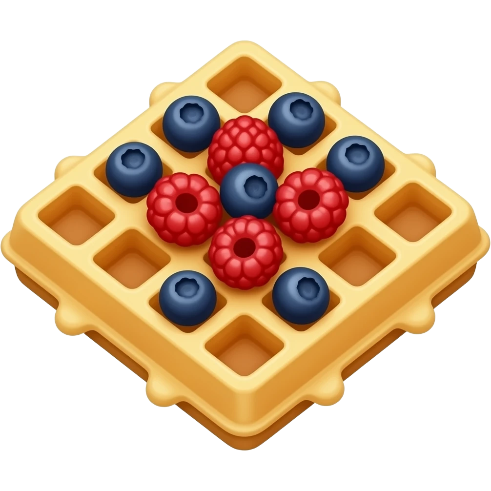 square waffles with berries emoji