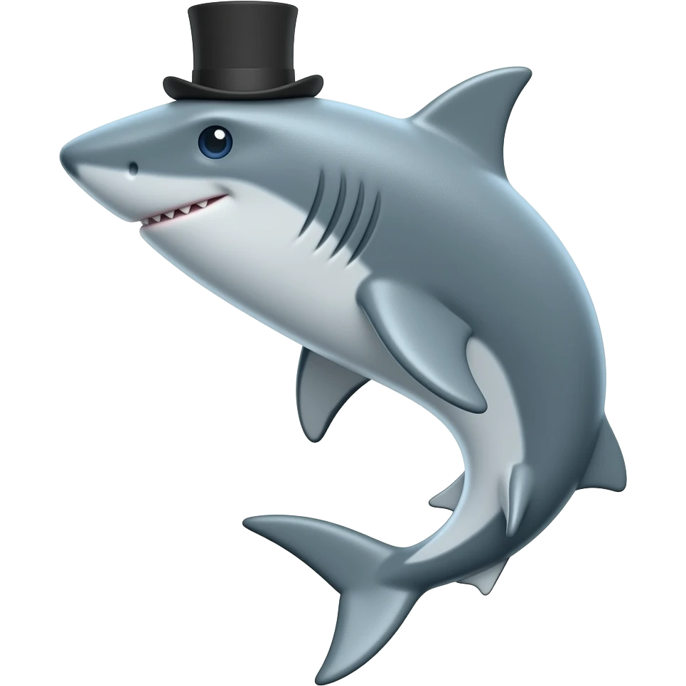 Shark with a top hat emoji