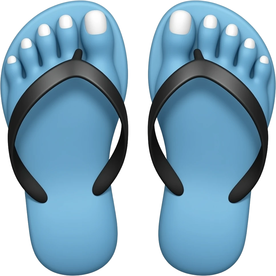 big Blue feet and white long toenails in black flip flops emoji