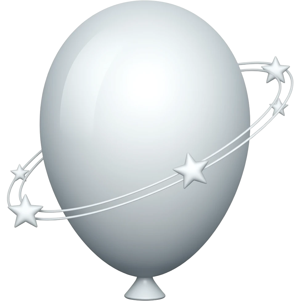 White balloon with five little stars flying around the balloon emoji