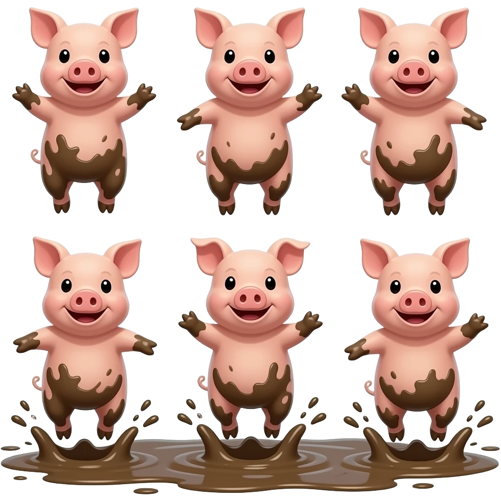 six pigs jump in mud emoji