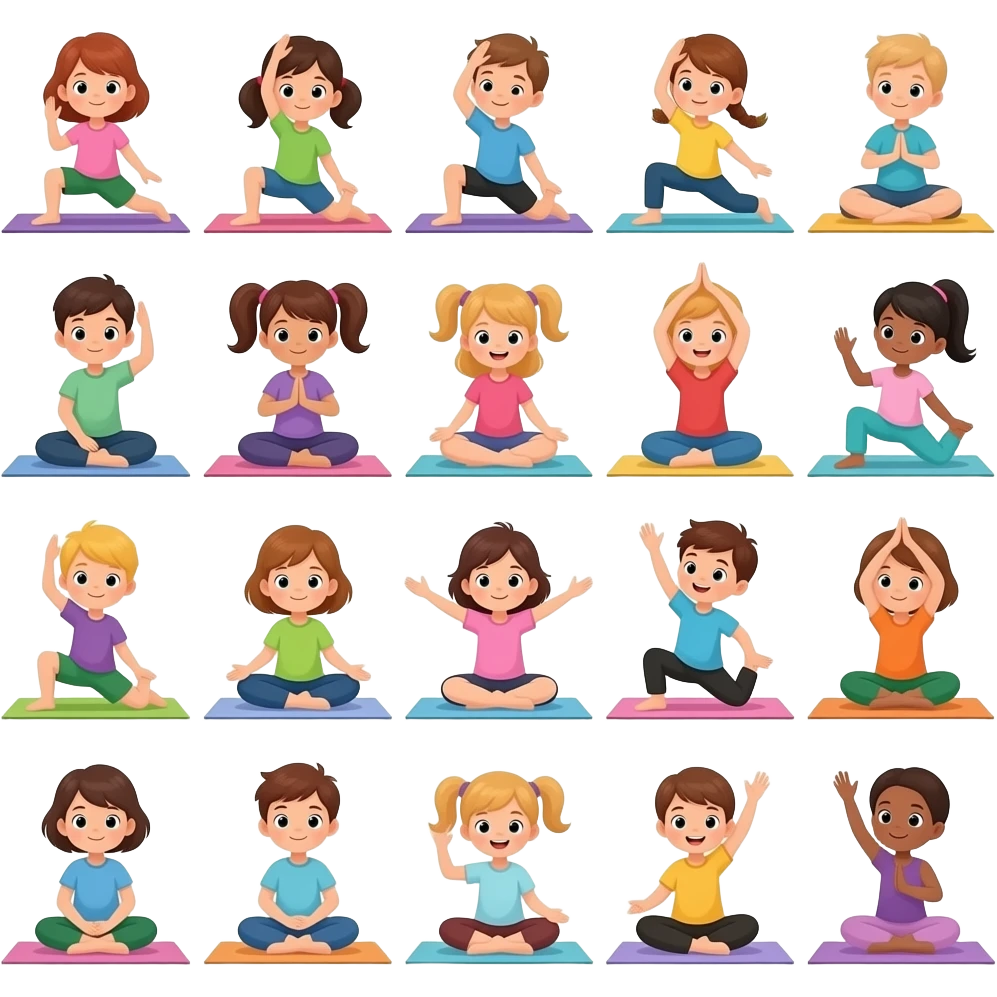 a lot of kids doing yoga positions emoji