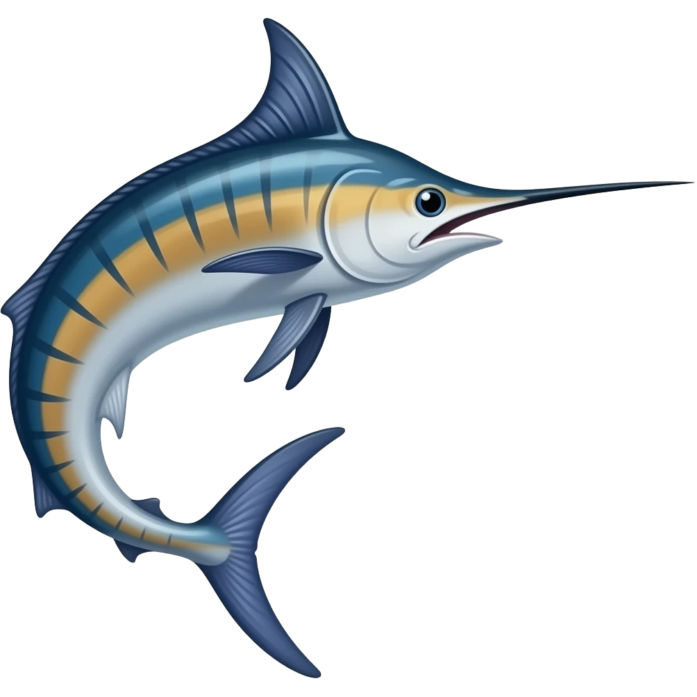 Marlin curved looking right side emoji