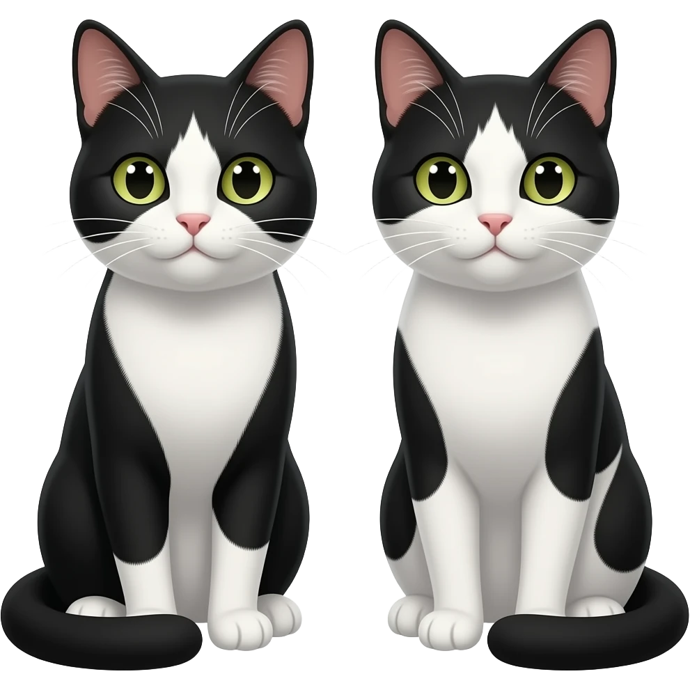 two cats black and white emoji