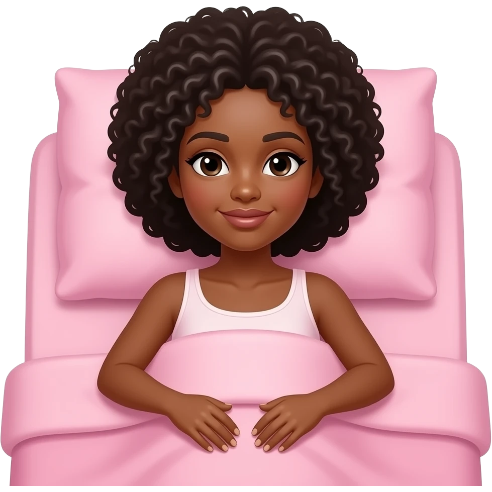 black woman in bed pink emoji