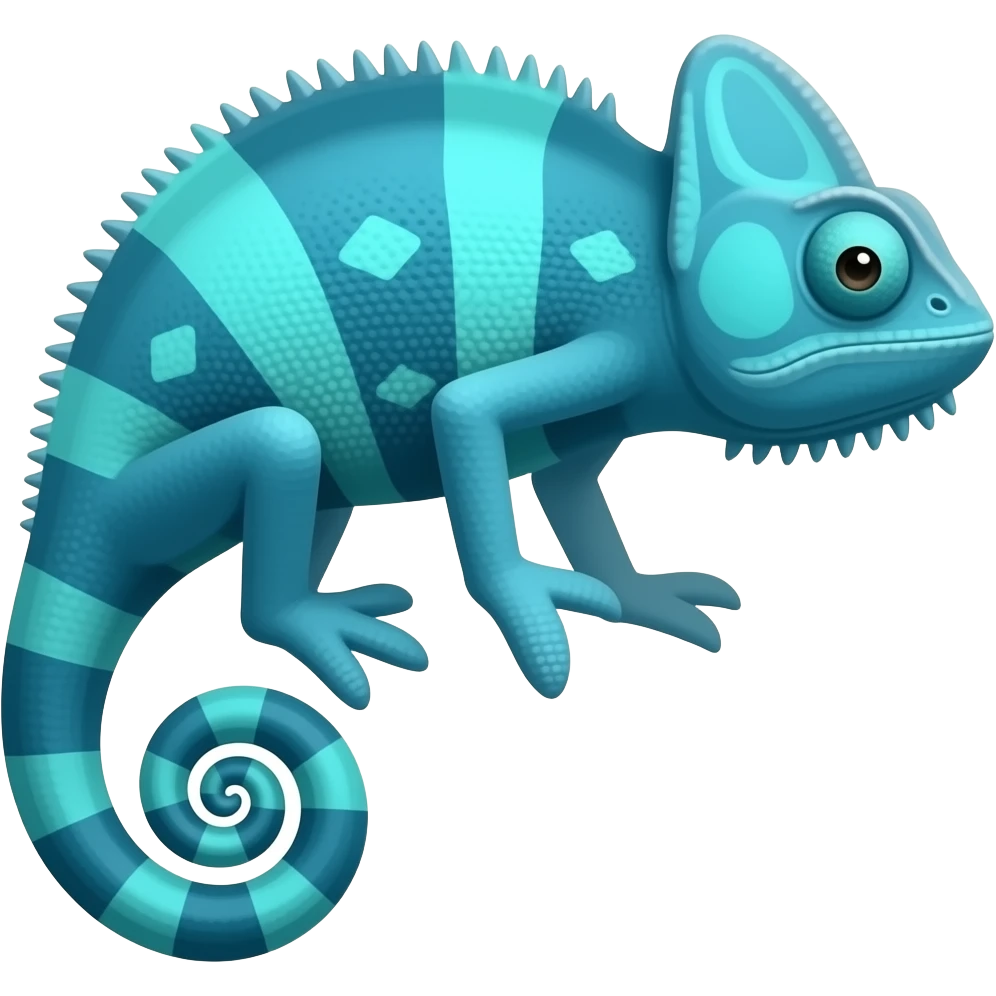 a blue chameleon emoji