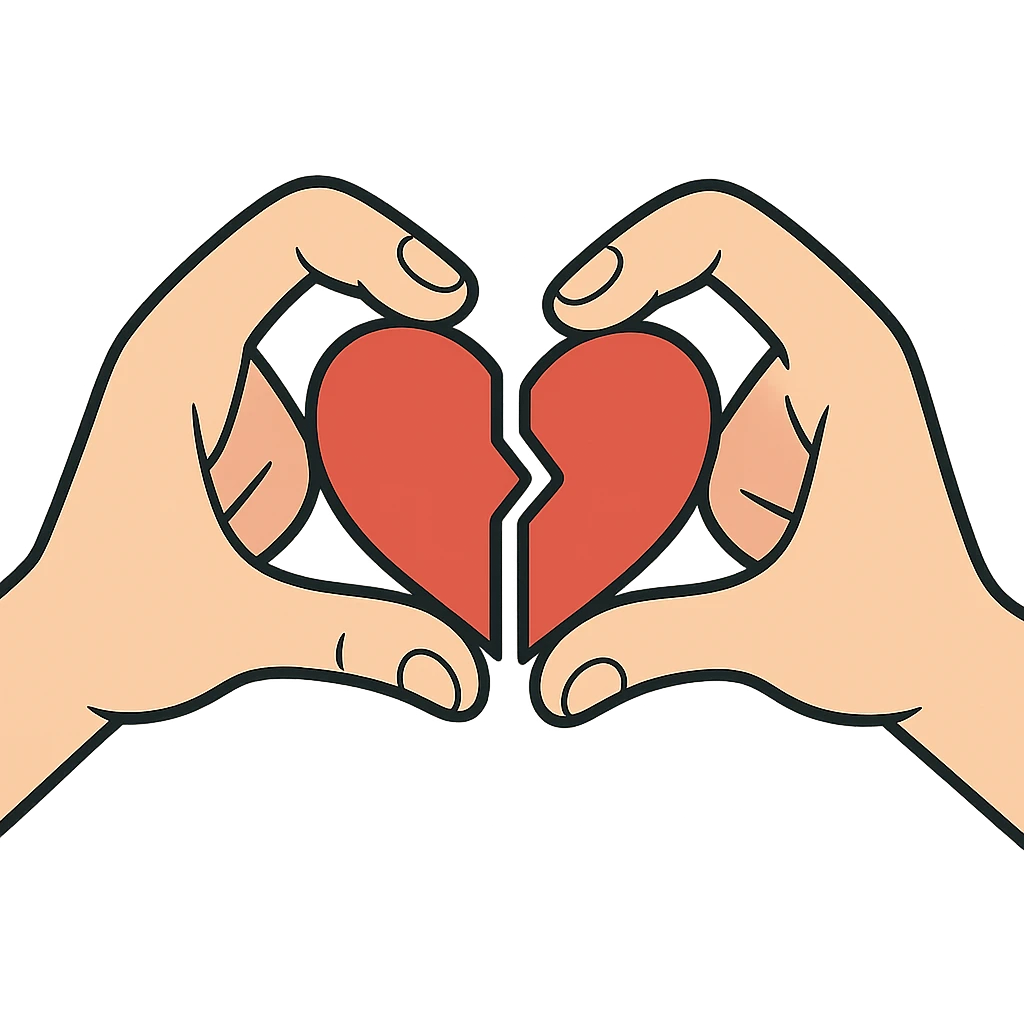 two hands each with half a heart, forming a heart in flat toon style emoji