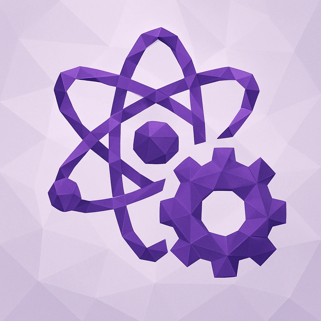 purple science and technology icon, geometric style, sharp edges, faceted shapes emoji