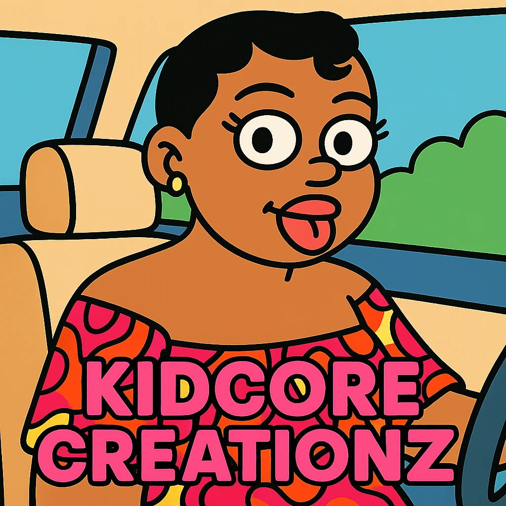 Add the word Kidcore Creationz in Pink emoji