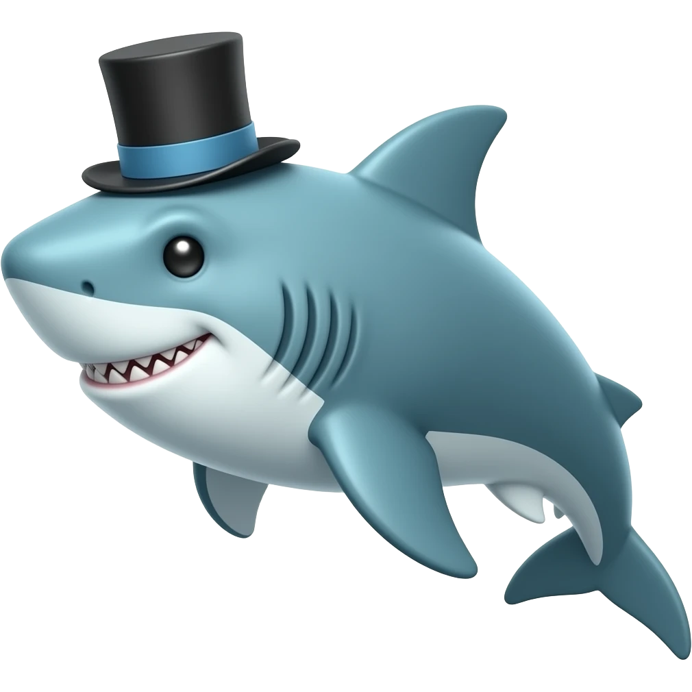 Shark with a top hat emoji