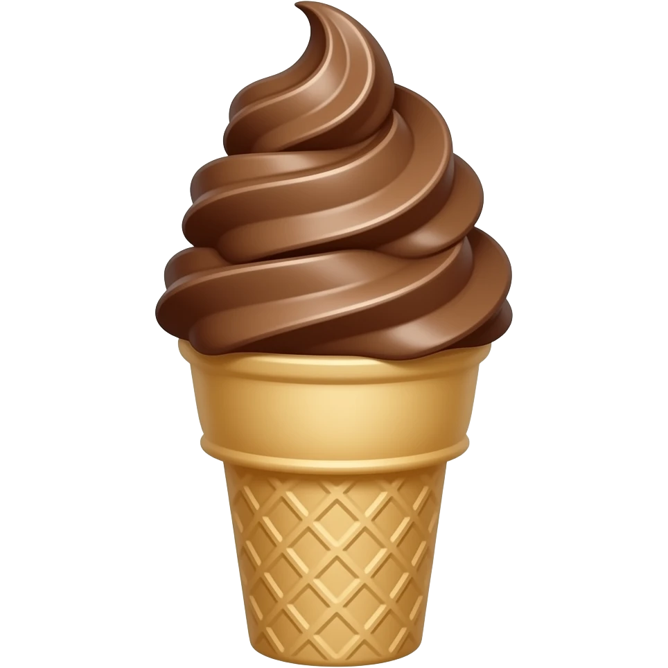 chocolate ice cream emoji, slightly lighter brown color, glossy 3D style emoji