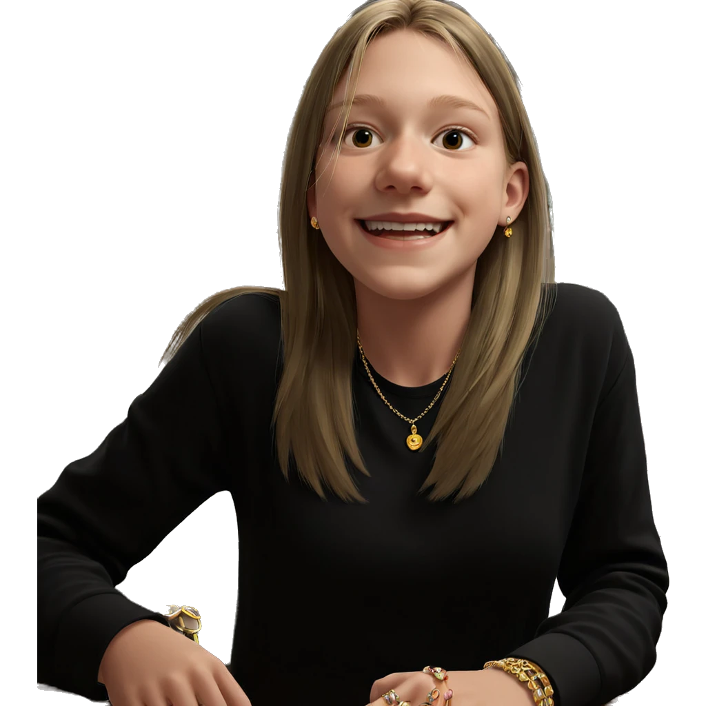 smiling girl with jewelry indoors emoji