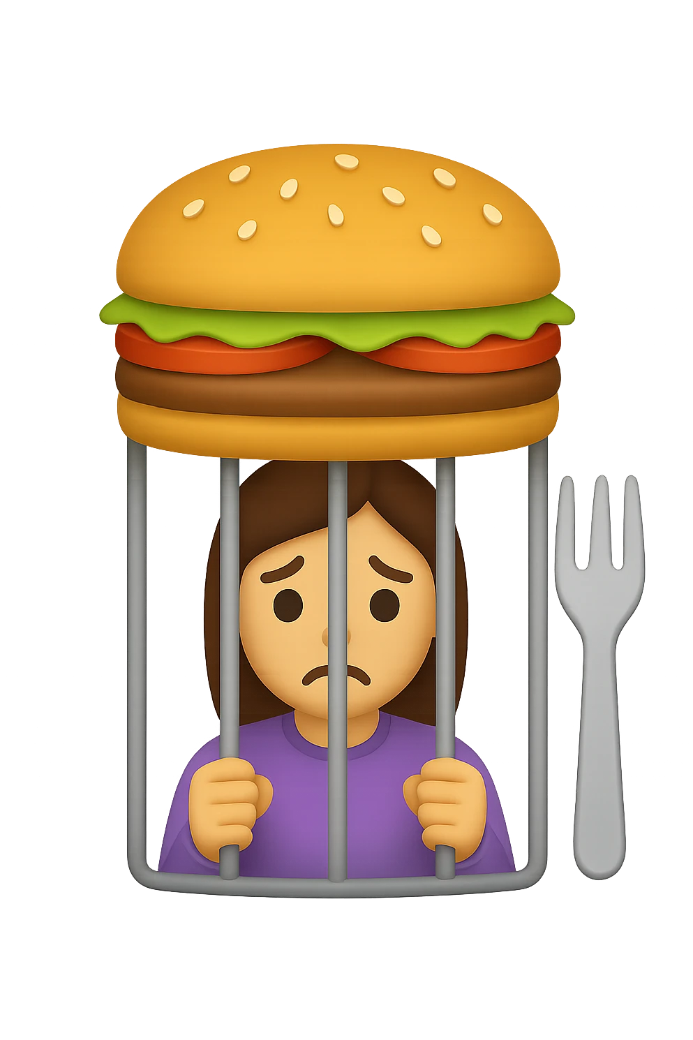 Disturbi alimentari quindi cibo visti come una gabbia stile emoji iphone. emoji