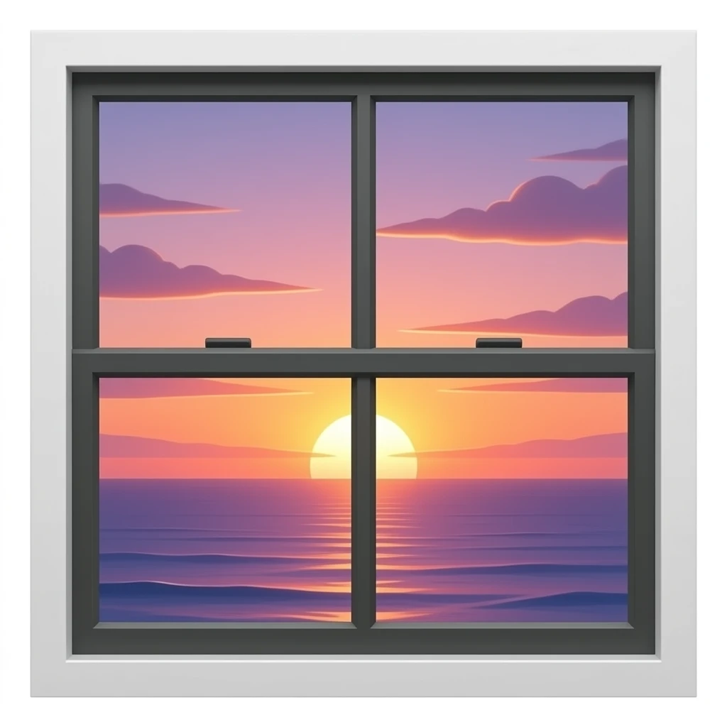 sunset pink, orange and purple  from a closed black window emoji