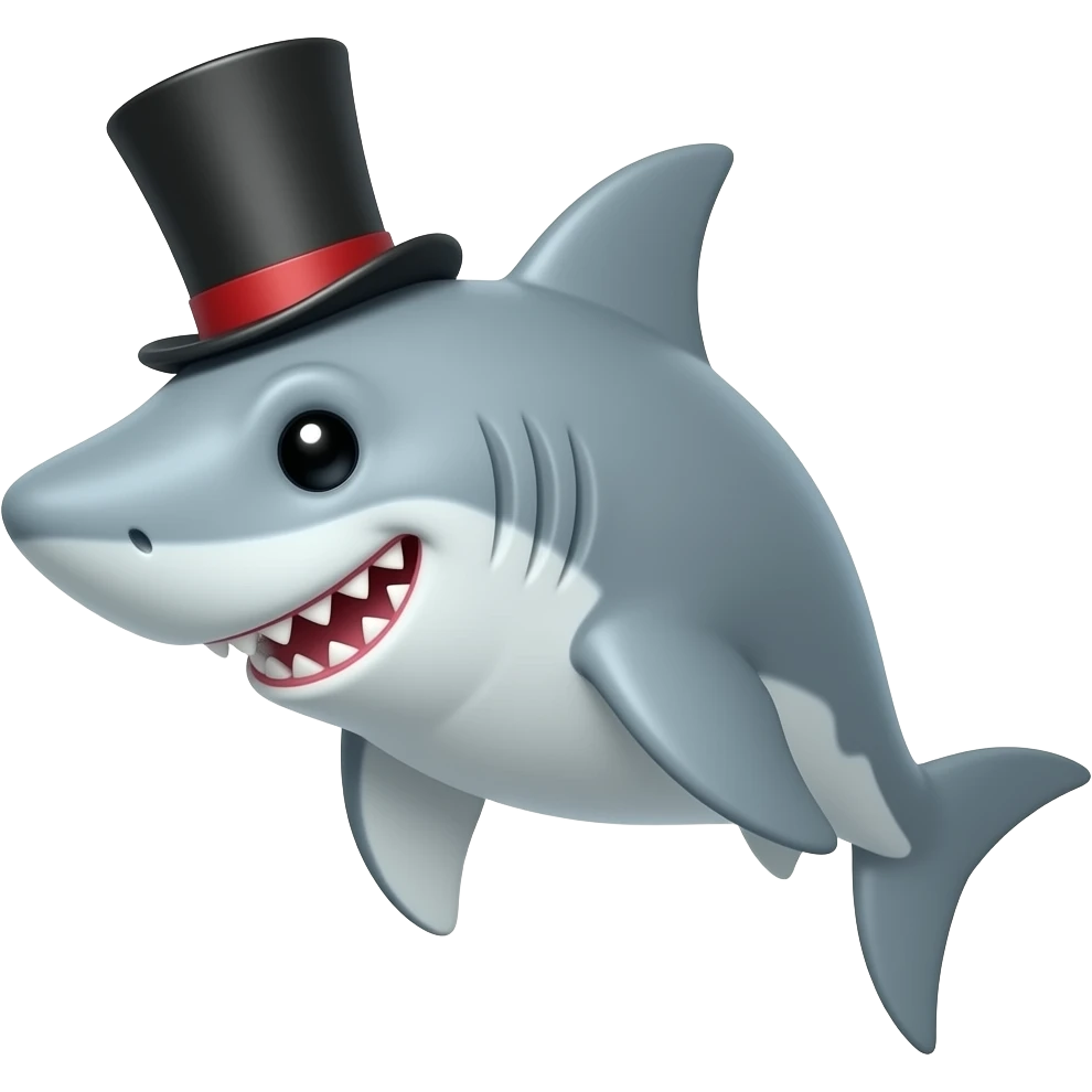 Shark with a top hat emoji