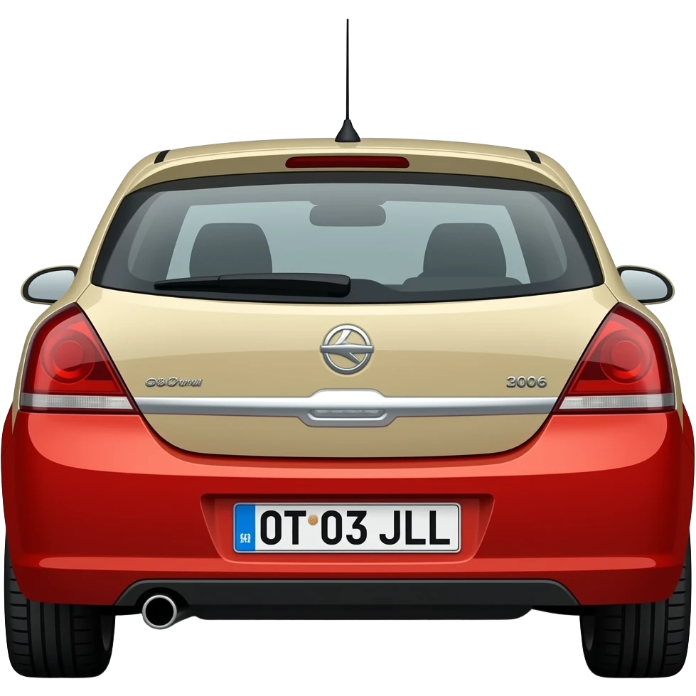 Half Red (down) half cream (up) Opel astra H 2006 with plate number: OT 03 JLL emoji