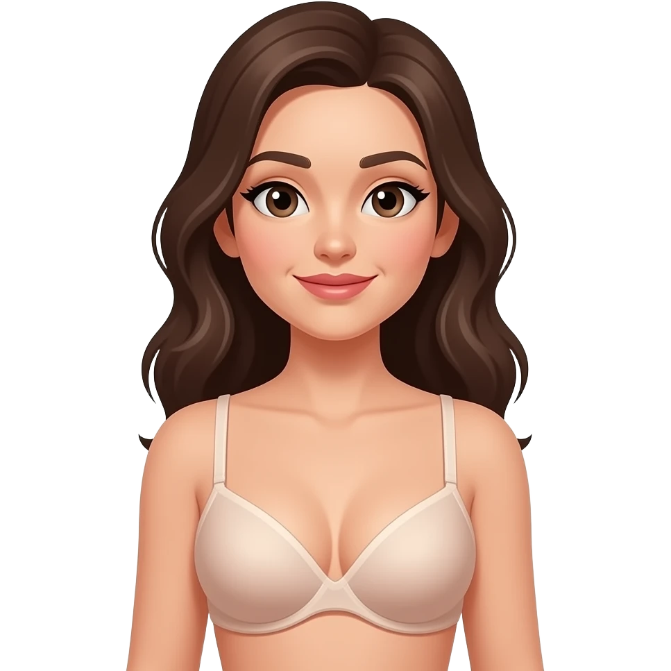 A woman wears a bra with holes for the nipples emoji