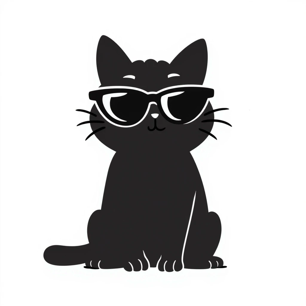 cat wearing sunglasses, hand-drawn doodle style emoji