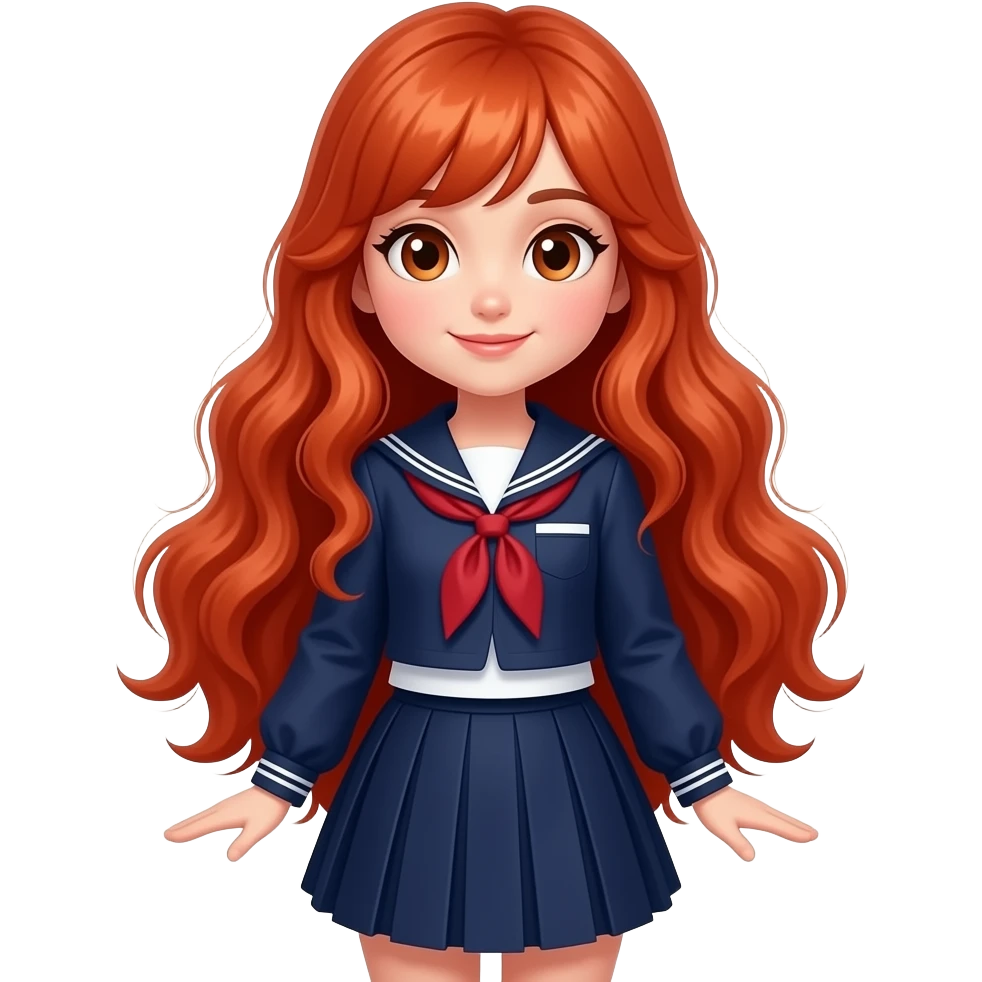 red-haired girl in school uniform emoji