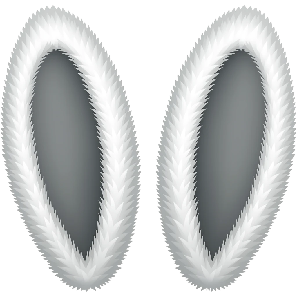 White rabbit ears with grey inner ears emoji