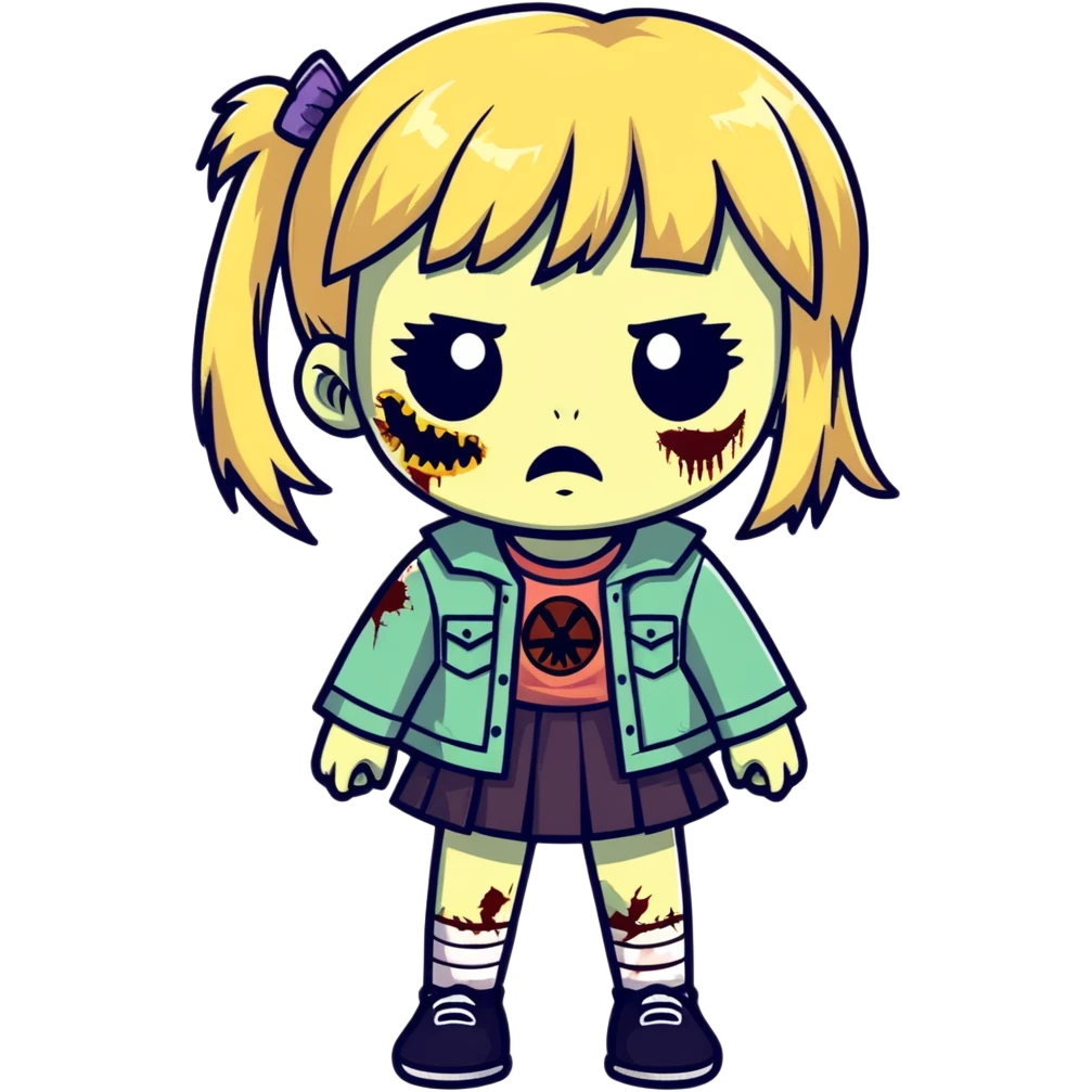blonde zombie girl with bangs emoji