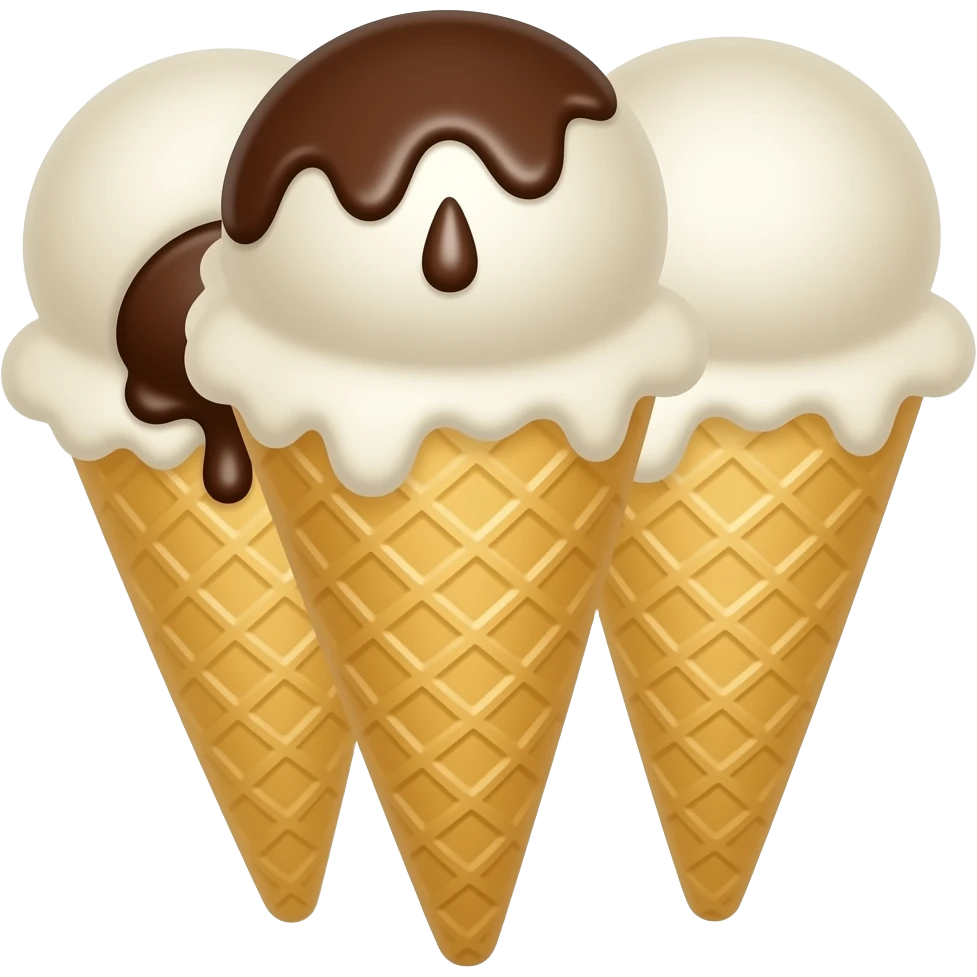 just a two scoop ice cream cone with chocolate dip transparent background emoji
