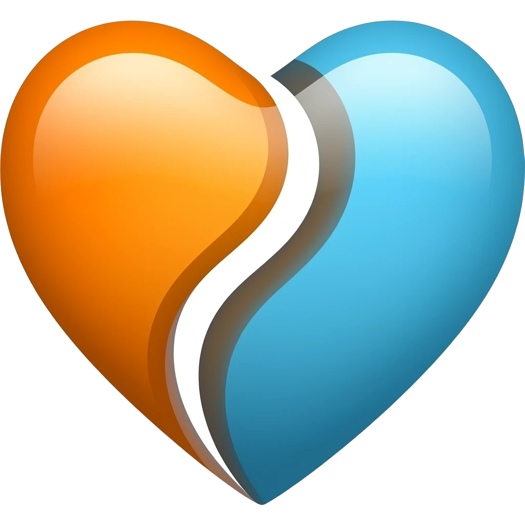 Orange and blue heart combined emoji