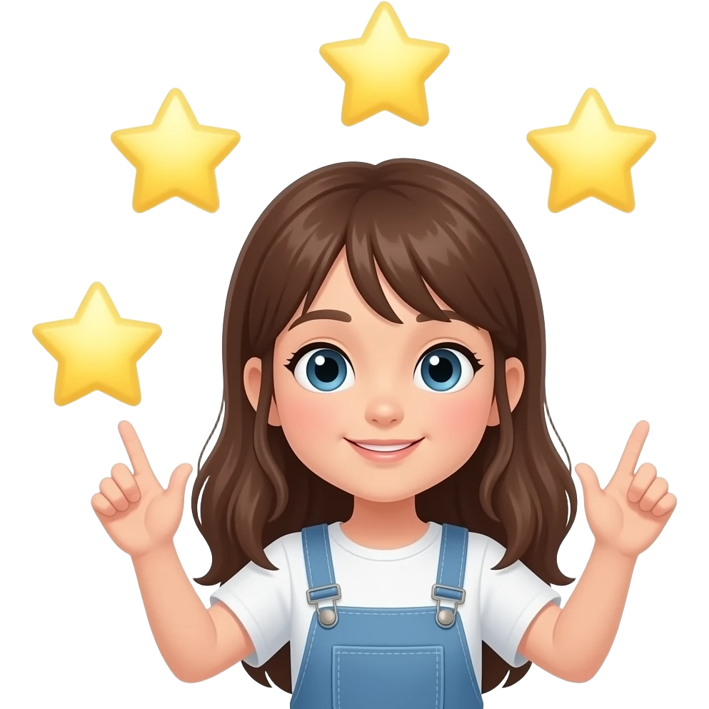 5 stars around a girl and touching the stars emoji