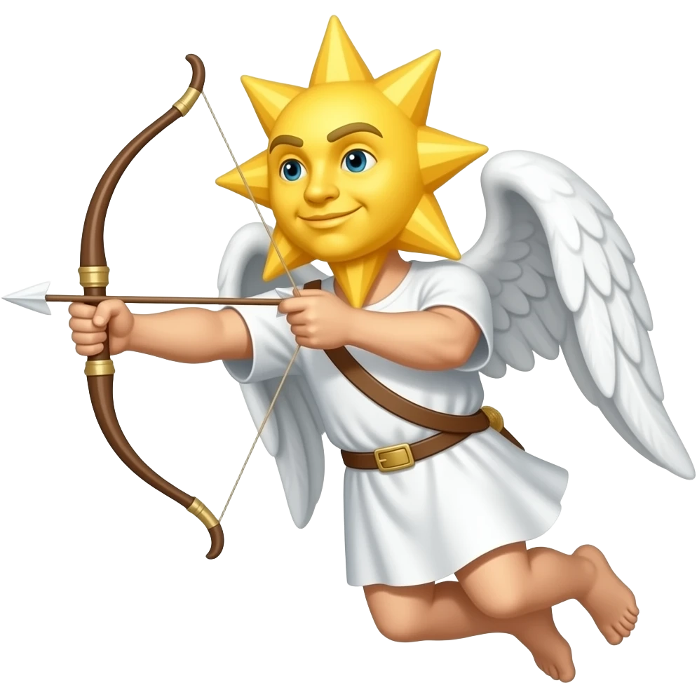 an angel with the sun as its face flying shooting bow and arrows emoji