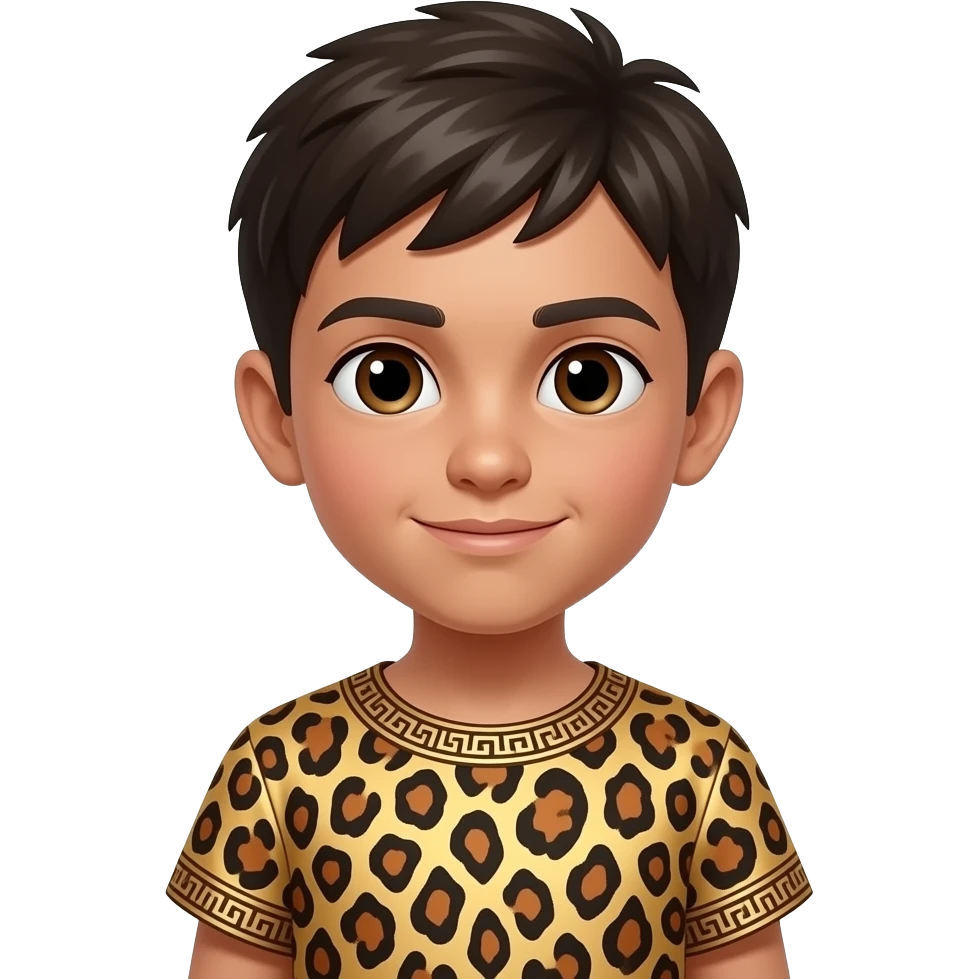 male kid with a leopard print ancient dress emoji