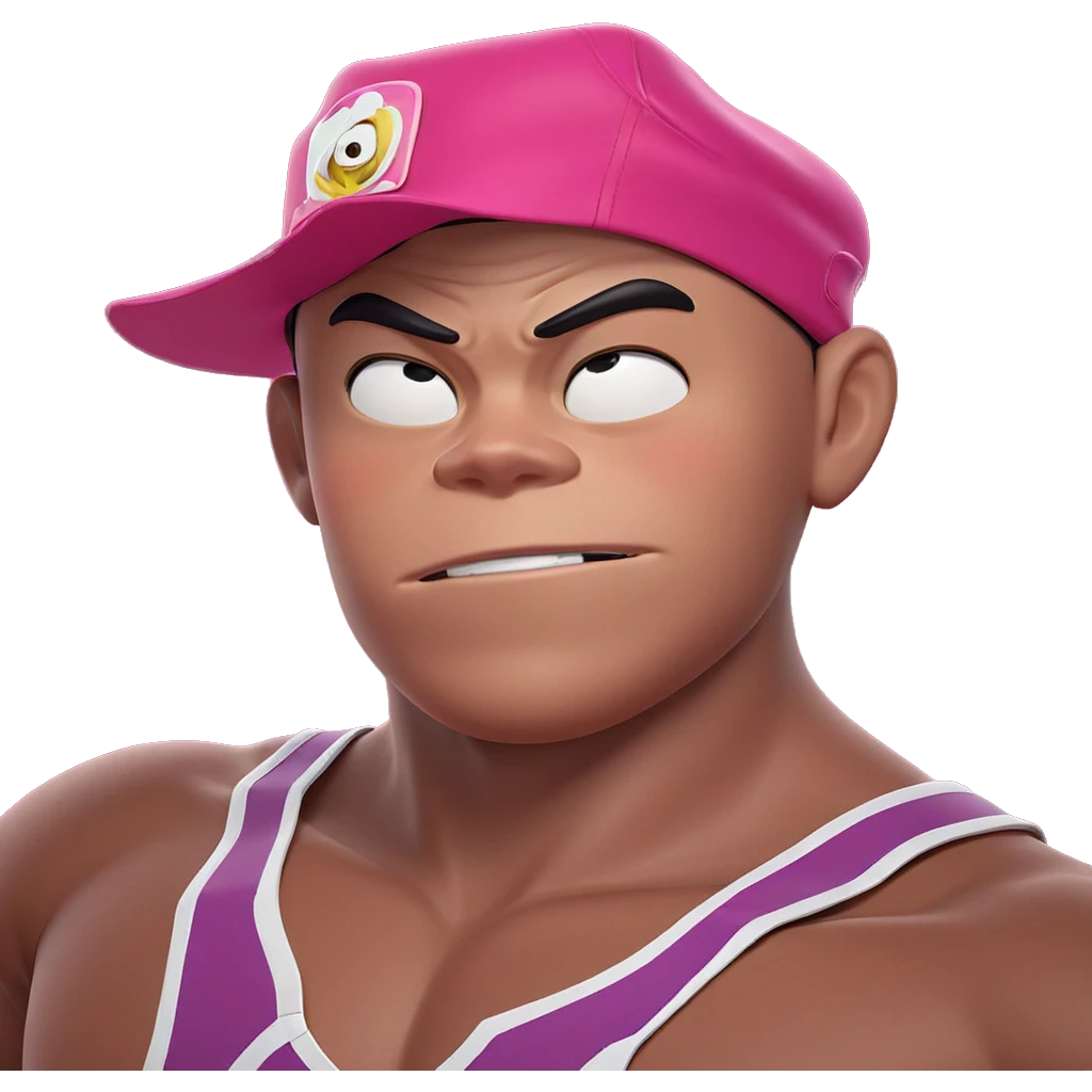 boy in hat against pink emoji