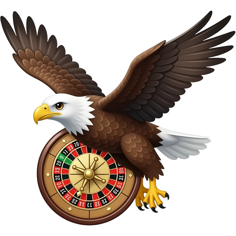 An eagle flying while carrying a roulette wheel emoji