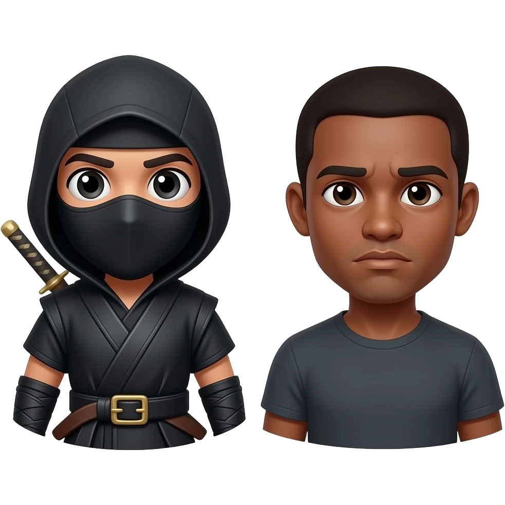 🥷🏾🤷🏿‍♂️ emoji