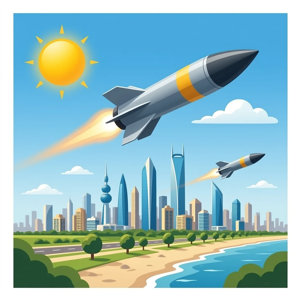 missiles in sky fulling in kuwait city emoji