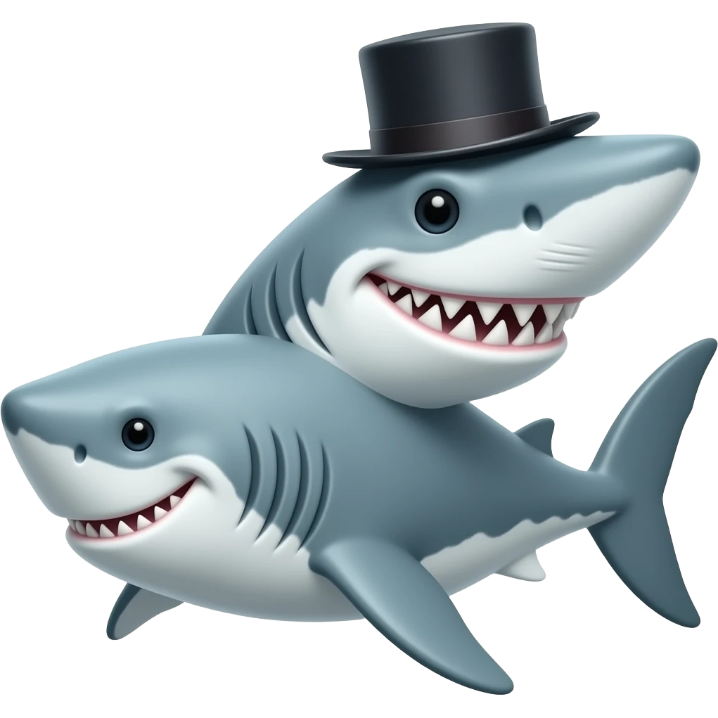 Shark with a top hat emoji
