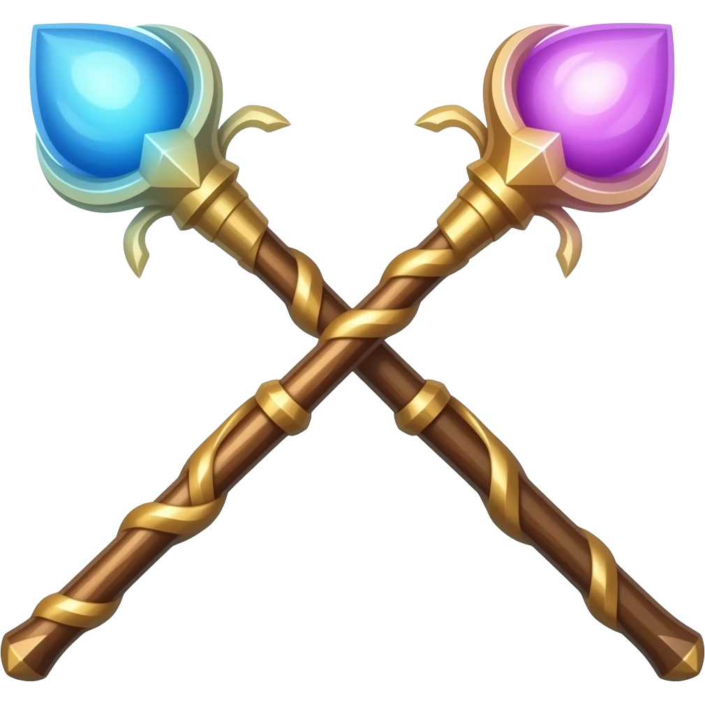 2 magic staffs crossed together emoji